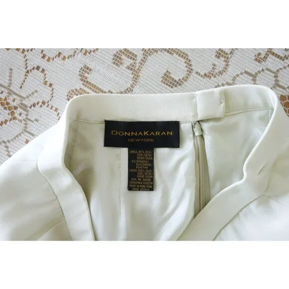 Vtg 90s Donna Karan New York Dove Grey Silk Pencil Skirt size IT 38 US 0 2 - Picture 7 of 7